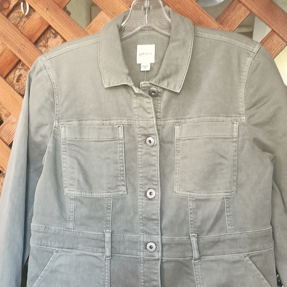 J. Jill Denim Smoky Olive Button Front Short Coat, Extra Small Petite, NWT - Picture 2 of 8